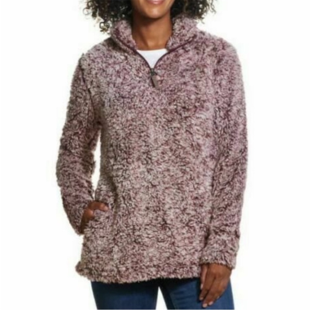 Weatherproof Vintage Women’s Pink Sherpa Pullover Frosty Cozy, S